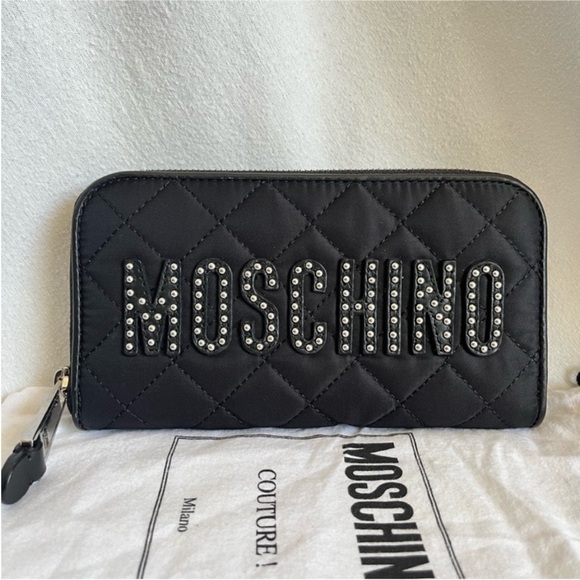 New Moschino Studded Logo Quilted
Fabric Zip Around Wallet. 100% Authentic - Picture 2 of 9